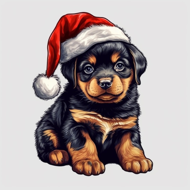 Um close-up de um cachorro vestindo um chapéu de Papai Noel