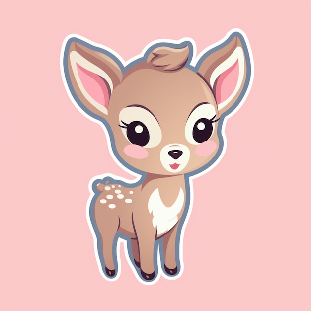 Foto um close-up de um cervo de desenho animado com um fundo rosa