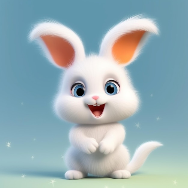 Um close-up de um coelho de desenho animado com uma cara feliz generativa ai