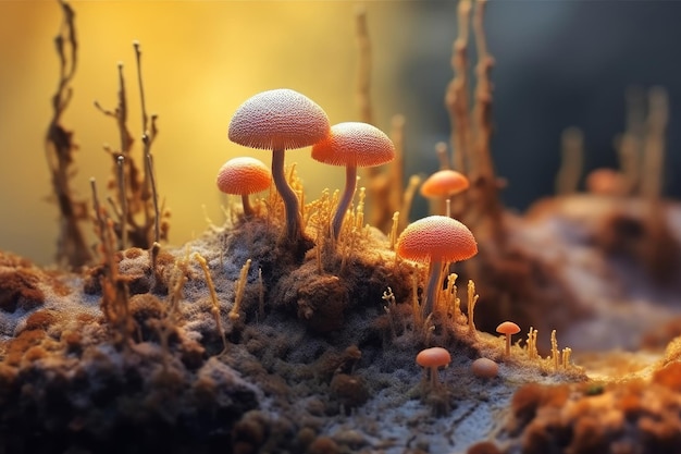 Um close-up de um cogumelo com a palavra cogumelo nele