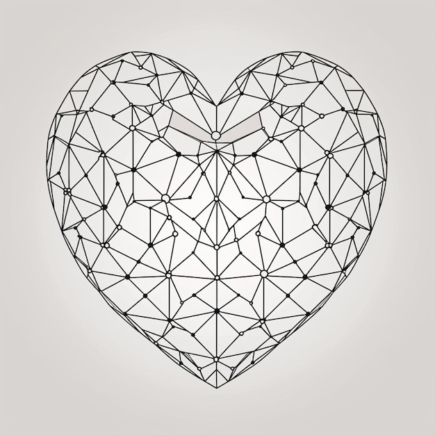 Foto um close-up de um coração feito de linhas e pontos generativo ai