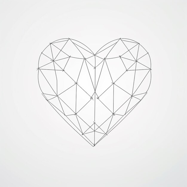 Foto um close-up de um coração feito de linhas e pontos generativo ai