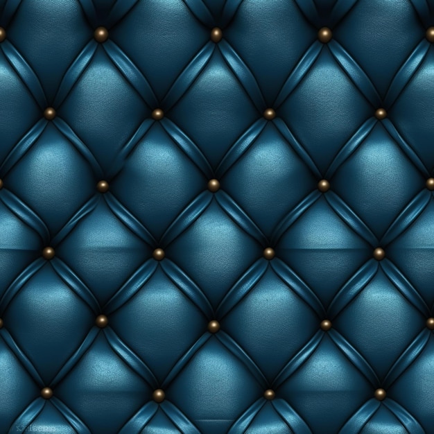 Foto um close-up de um couro azul estofado com estampado de ouro