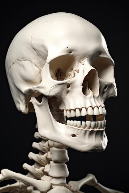Foto um close-up de um crânio
