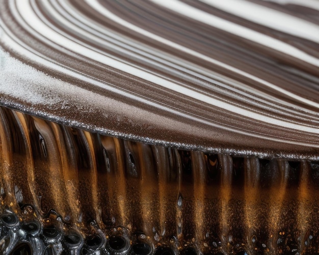 Um close-up de um cupcake de chocolate com cobertura de chocolate.