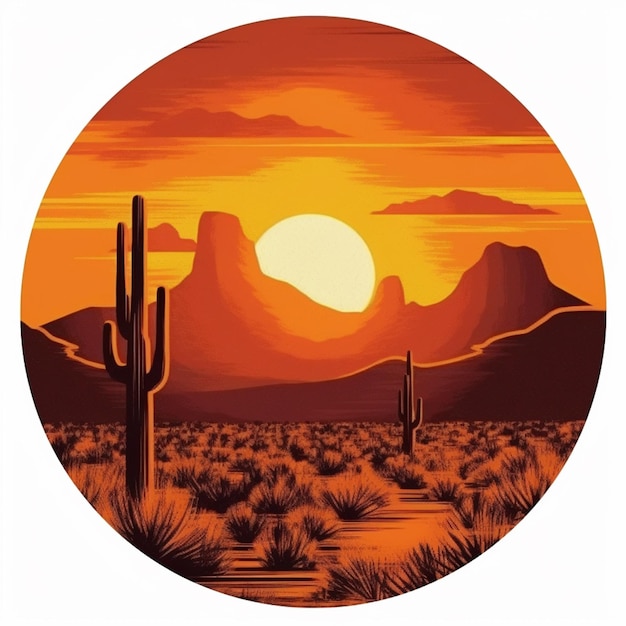 um close-up de um deserto com um pôr-do-sol no fundo generativo ai