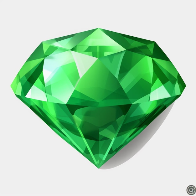 um close-up de um diamante verde em um fundo branco generativo ai
