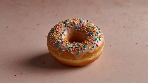 Foto um close-up de um donut com salpicaduras sobre ele