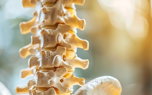 um close-up de um esqueleto de costas e dores nas costas