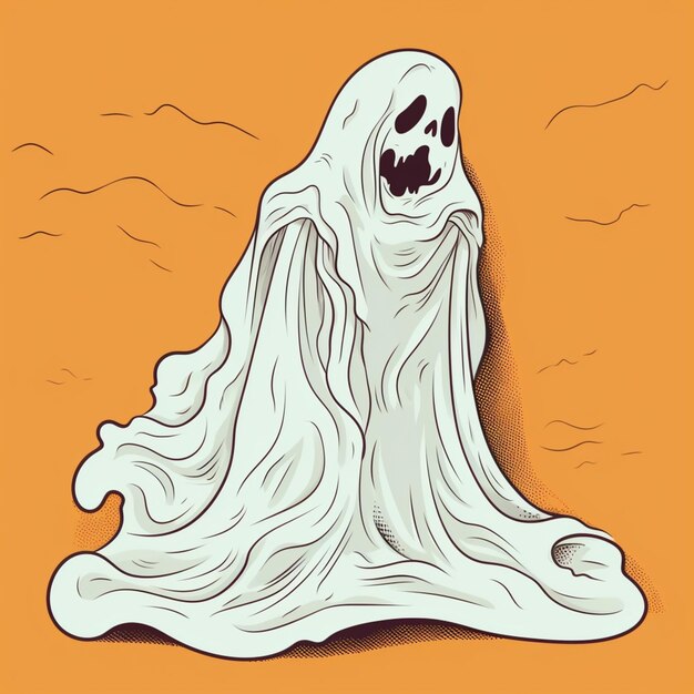 Um close-up de um fantasma com uma longa túnica branca generativo ai