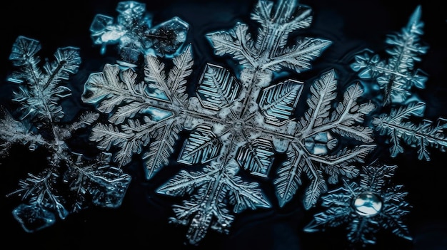 Um close-up de um floco de neve com a palavra gelo nele