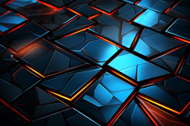Foto um close-up de um fundo abstrato azul e vermelho com um padrão brilhante generativo ai