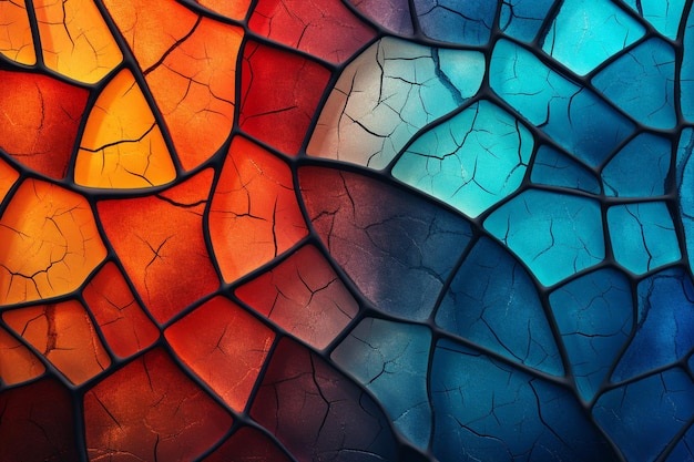 Um close-up de um fundo abstrato colorido com muitos triângulos