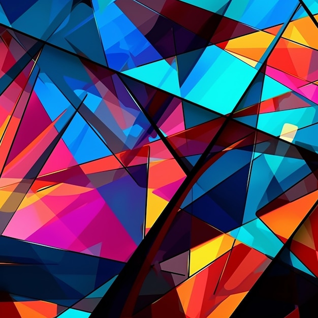 um close-up de um fundo abstrato colorido com um monte de triângulos generativo ai