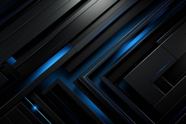 Um close-up de um fundo abstrato preto e azul com linhas generativas ai