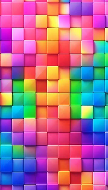 Um close-up de um fundo colorido com quadrados de cores diferentes