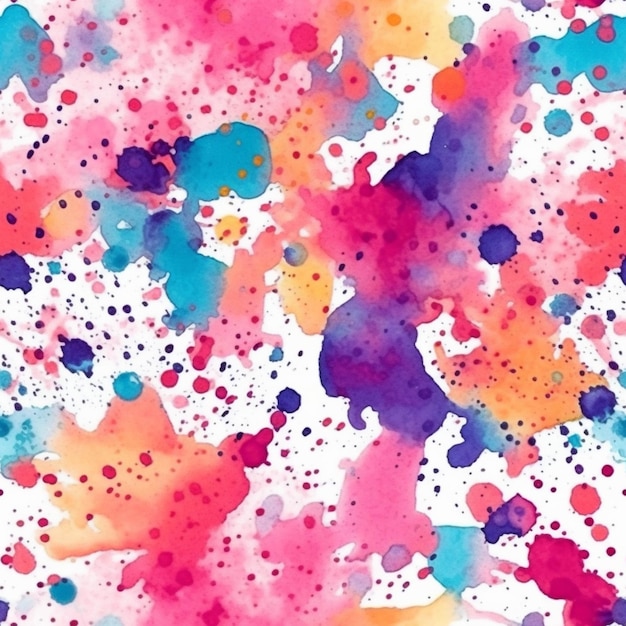 Um close-up de um fundo colorido de respingos de tinta aquarela generativa ai