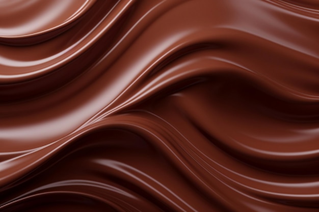 Um close-up de um fundo de chocolate com um redemoinho de chocolate