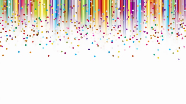 um close-up de um fundo de confete colorido com um fundo branco generativo ai