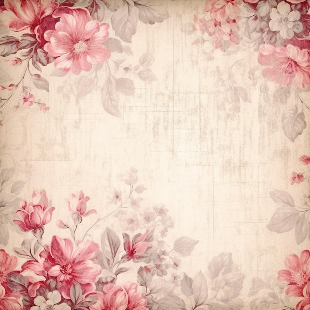 Foto um close-up de um fundo floral com um efeito grunge generativo ai