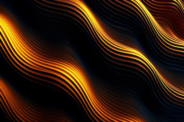 Um close-up de um fundo ondulado preto e laranja generativo ai