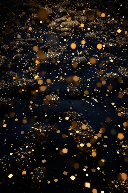 um close-up de um fundo preto com pontos dourados