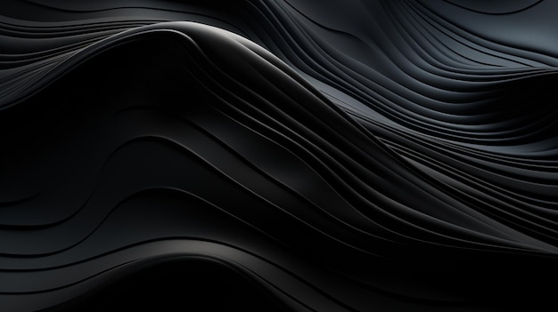 um close-up de um fundo preto com um design ondulado generativo ai