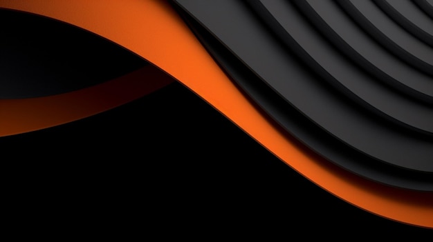 Foto um close-up de um fundo preto e laranja com um design curvo generativo ai