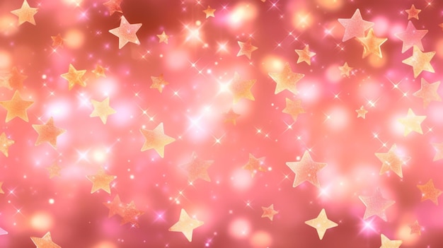 Um close-up de um fundo rosa com estrelas e brilhos generativos ai