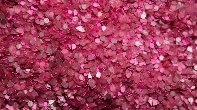 Um close-up de um glitter rosa em forma de coração