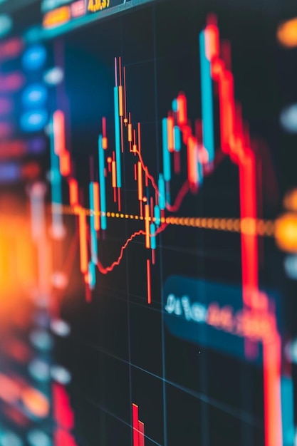 um close-up de um gráfico de ações em uma tela de computador
