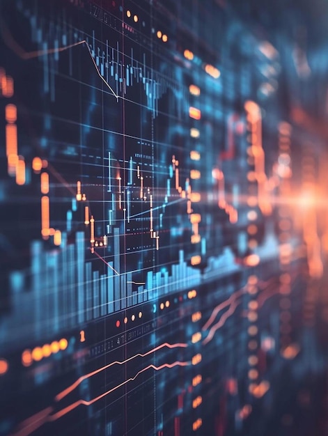 um close-up de um gráfico de ações em uma tela de computador