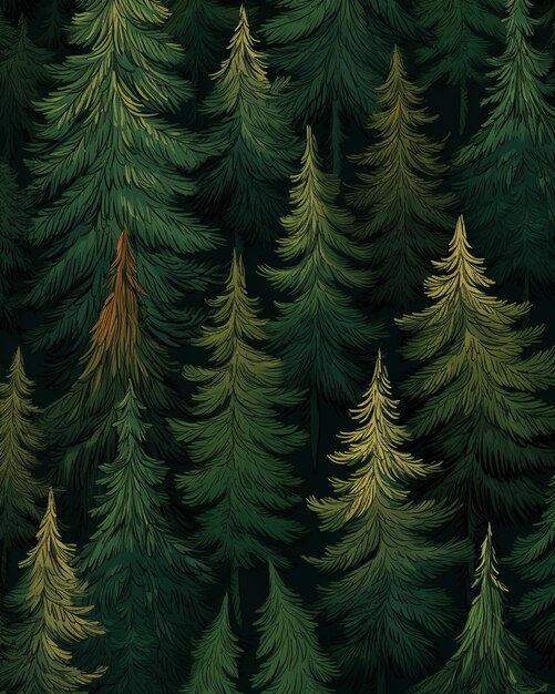 Foto um close-up de um grupo de pinheiros em uma floresta generativ ai