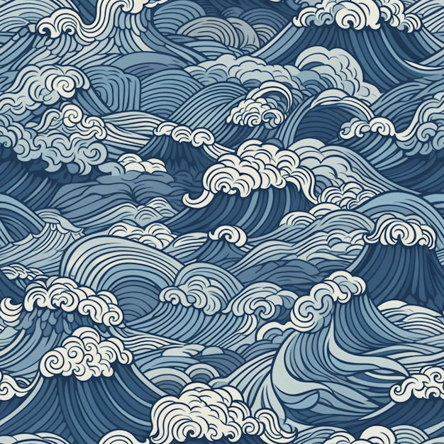 Um close-up de um grupo muito grande de ondas no oceano generativo ai