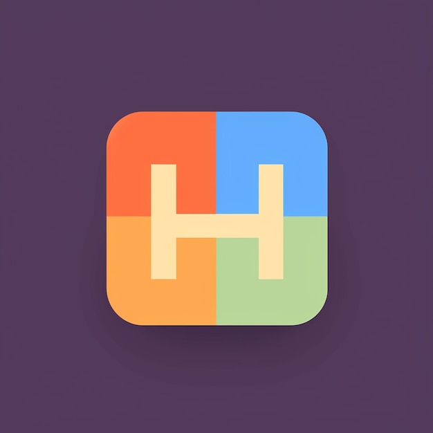 Foto um close-up de um ícone quadrado com uma letra h sobre ele generativo ai