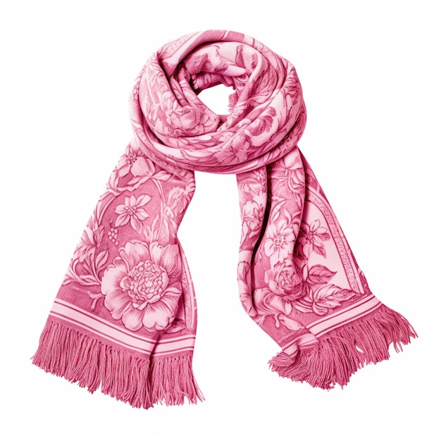 Foto um close-up de um lenço rosa com um padrão de flores generativo ai