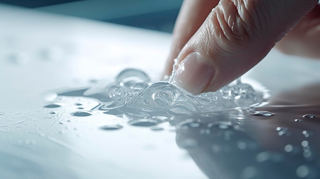 Um close-up de um limpador removendo manchas de água das superfícies