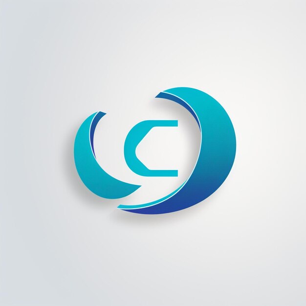 um close-up de um logotipo azul e branco com uma letra e generative ai
