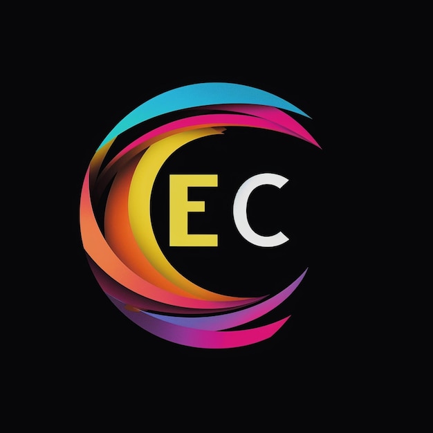 Foto um close-up de um logotipo circular colorido em um fundo preto ai generativo