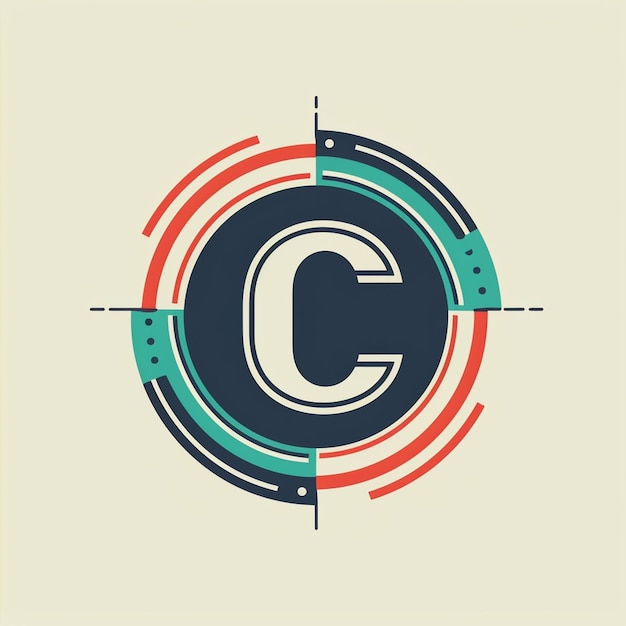 Um close-up de um logotipo circular com uma letra c no meio generativo ai