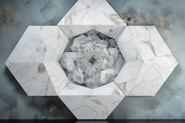 Foto um close-up de um mármore branco com um centro de diamante.