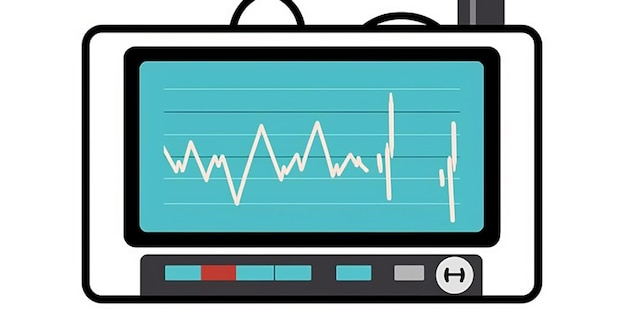 Foto um close-up de um monitor com um gráfico de linhas sobre ele