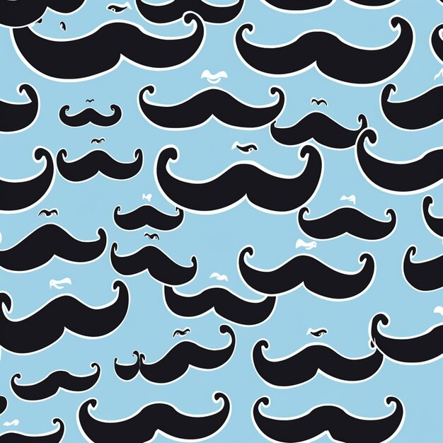 Foto um close-up de um monte de bigodes pretos em um fundo azul generativo ai