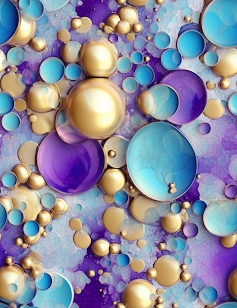um close-up de um monte de bolhas de cores diferentes em uma superfície generativa ai