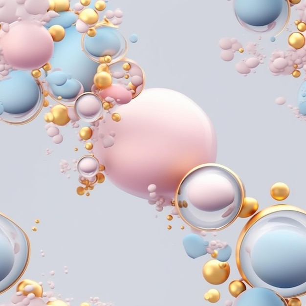 Um close-up de um monte de bolhas flutuando uma em cima da outra