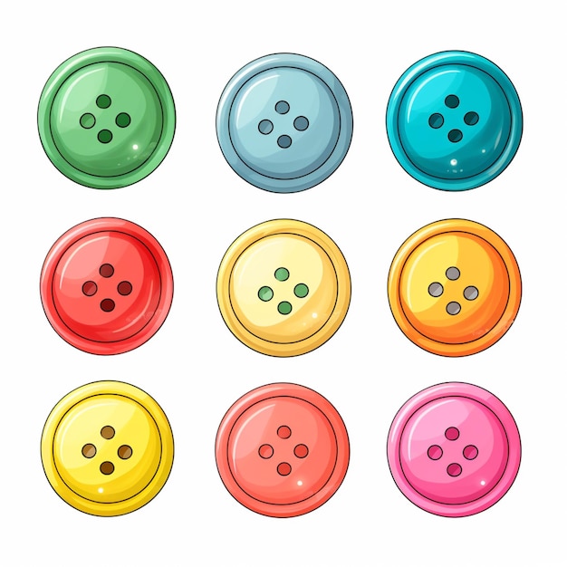 Foto um close-up de um monte de botões em um fundo branco generativo ai