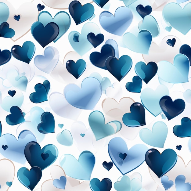 um close-up de um monte de corações azuis em um fundo branco generativo ai