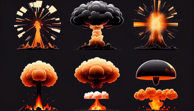 Um close-up de um monte de diferentes tipos de bombas generativas ai