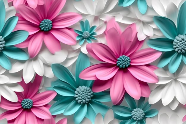 um close-up de um monte de flores de papel em uma parede ai gerador