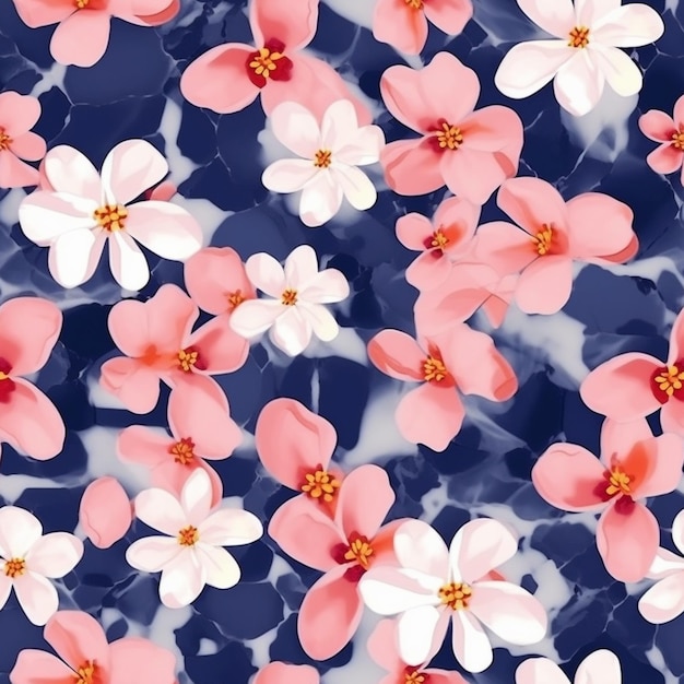 um close-up de um monte de flores rosa e brancas ai generativa